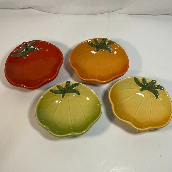 Williams Sonoma Heirloom Tomato Bowls Set Of 4 Red Orange Yellow Green Dip Bowl - Picture 1 of 7
